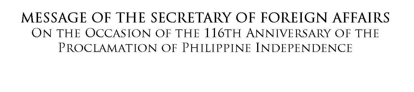 Message of the Secretary of Foreign Affairs